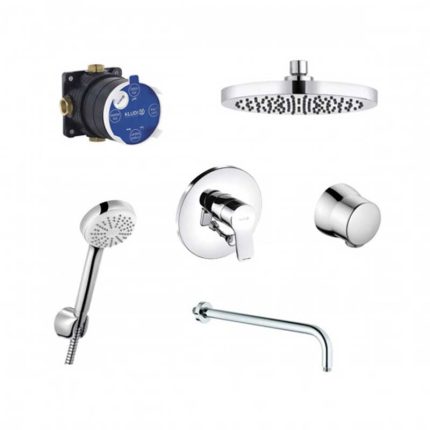 KLUDI Podžbukni set - mješač, rozetna, zidni priključak, tuš ruža, nosač ruže, ručica, crijevo, držač zidni, krom, PURE&EASY